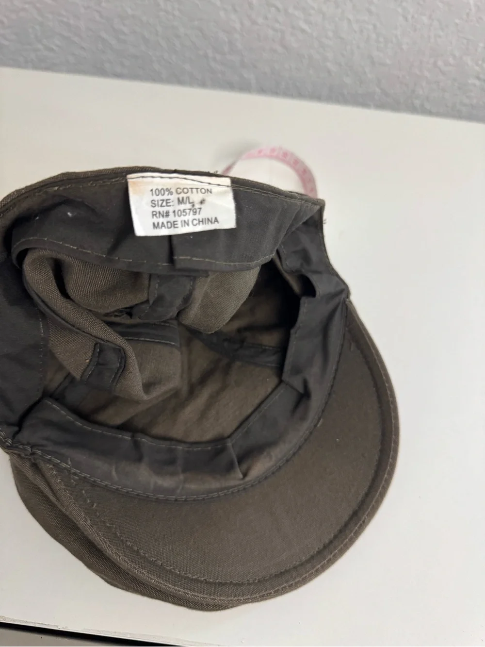 Vintage Olive Green 'Love' Embroidered Newsboy Cap with patch details